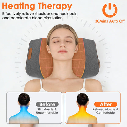 3-in-1 Heated Neck Massager Pillow, Vibration + Air Compression