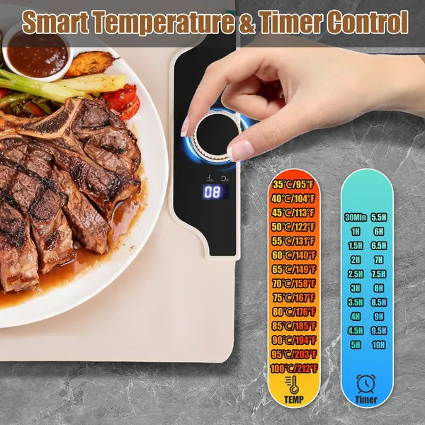 Electric Food Warming Mat, 14 Temp Levels, 10Hr Timer