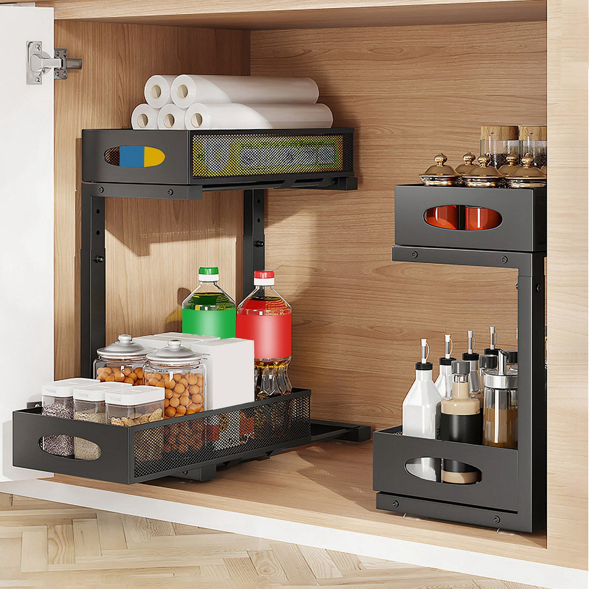 2-Pack Under Sink Organizer, Pull-Out 2-Tier Baskets