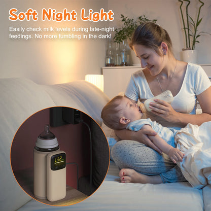 Portable Bottle Warmer with Night Light, 6 Heat Levels