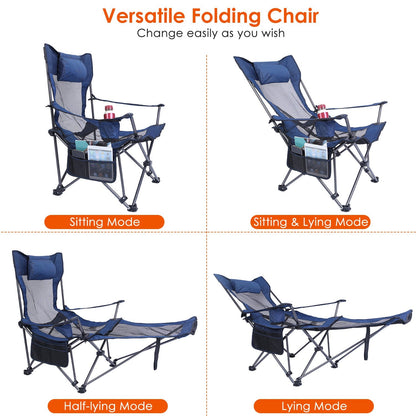 Foldable Camping Chair, 330lb, Reclining Backrest