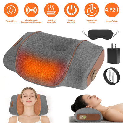 3-in-1 Heated Neck Massager Pillow, Vibration + Air