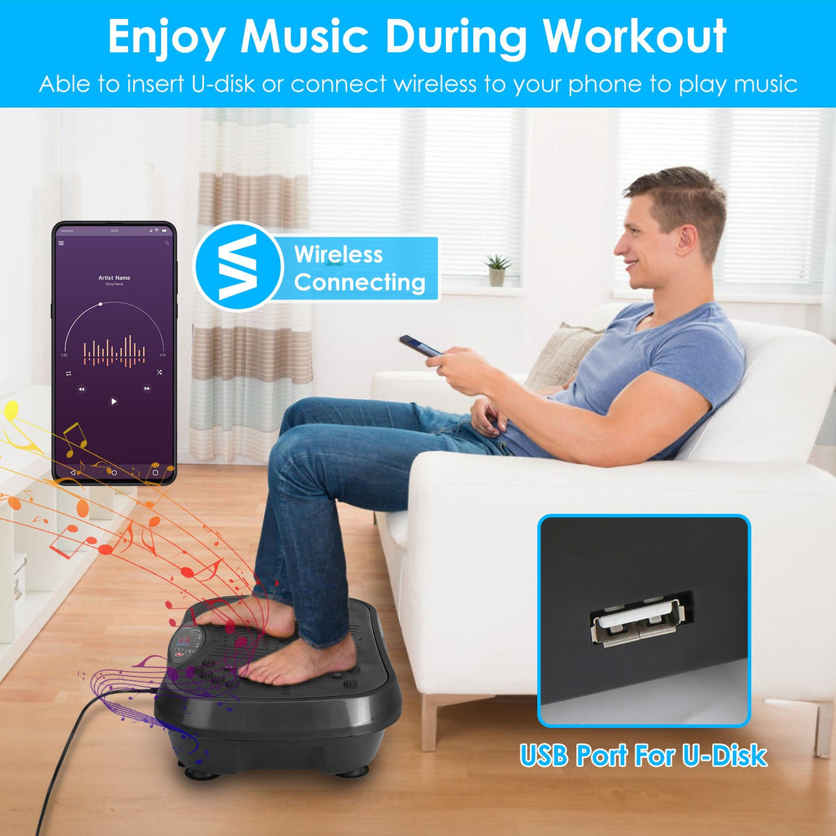 Vibration Plate Exercise Machine with Bands
