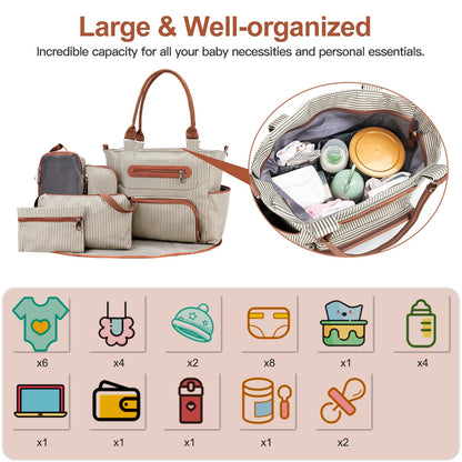 8-Piece Diaper Bag Set with Bottle & Mesh Bags