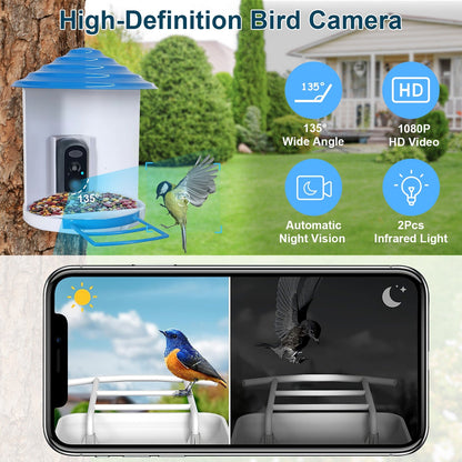 Solar Bird Feeder Camera 1080P HD AI Bird ID