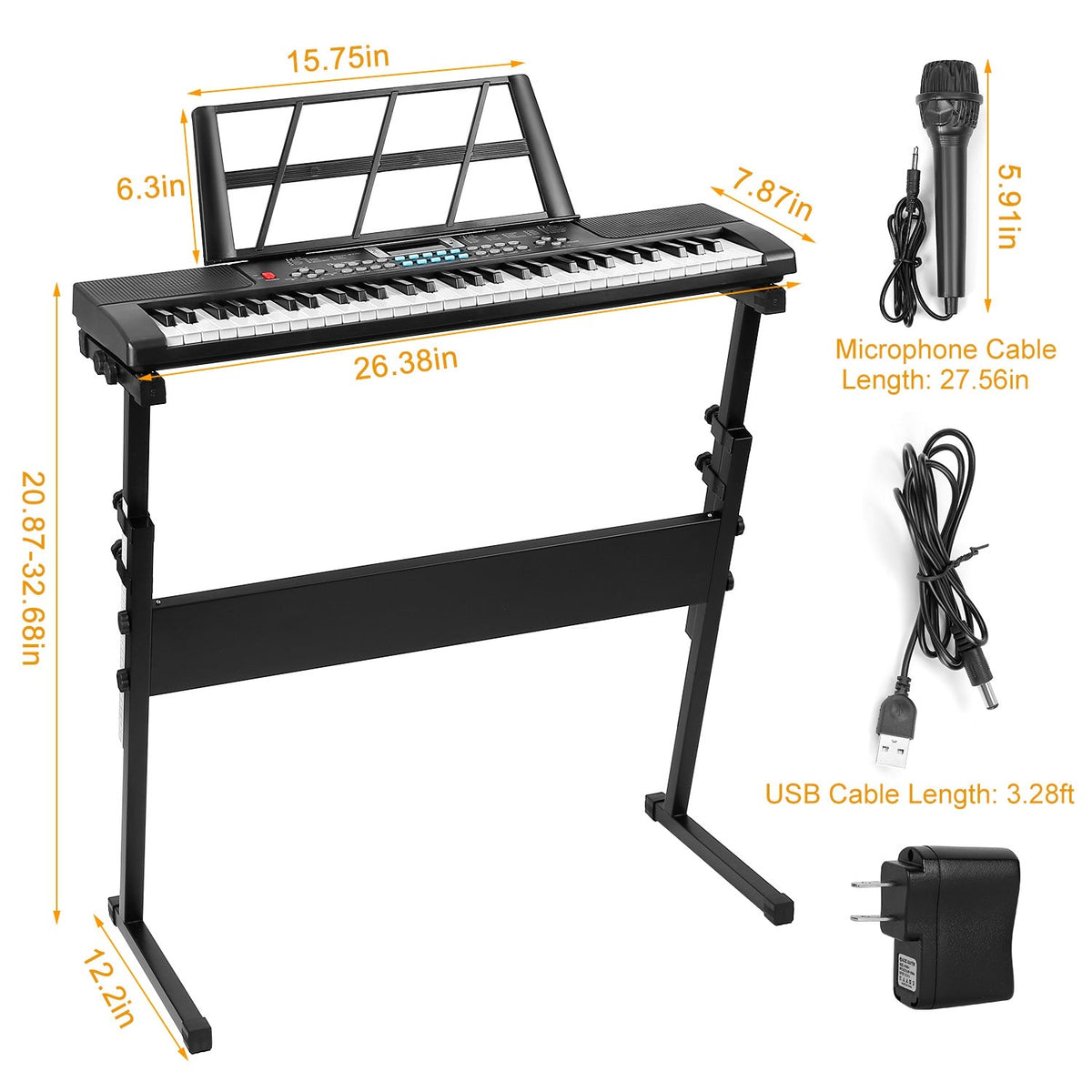 61-Key Electronic Keyboard with Stand & Microphone