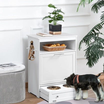 Pet Feeder Station with Storage Cabinet & Bowls