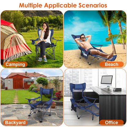 Foldable Camping Chair, 330lb, Reclining Backrest