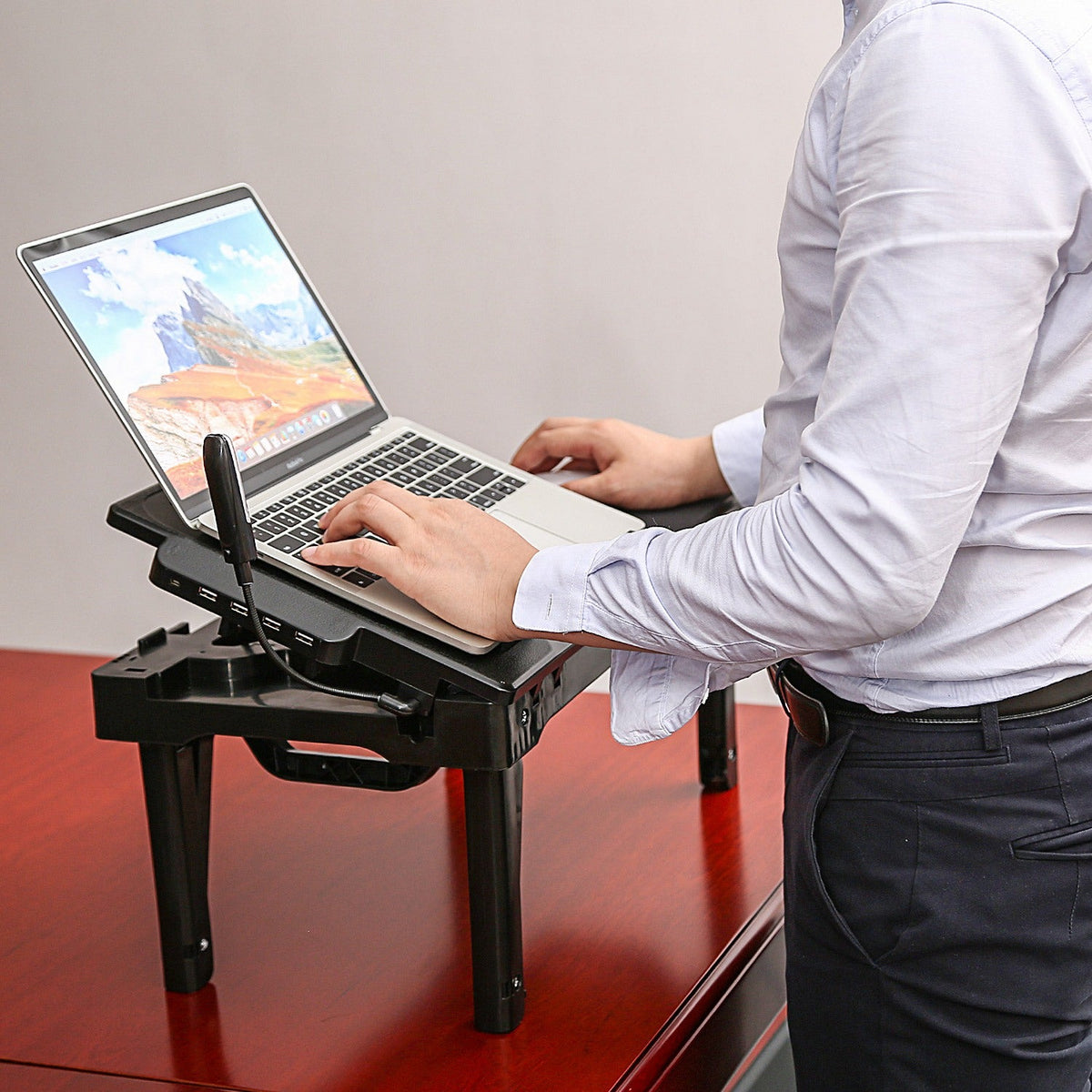 Foldable Laptop Bed Table with Cooling Fan & LED