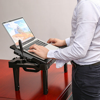 Foldable Laptop Bed Table with Cooling Fan & LED