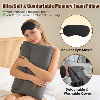 Heated Neck Massager Pillow, Vibration + Memory Foam