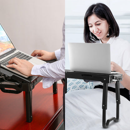 Foldable Laptop Bed Table with Cooling Fan & LED