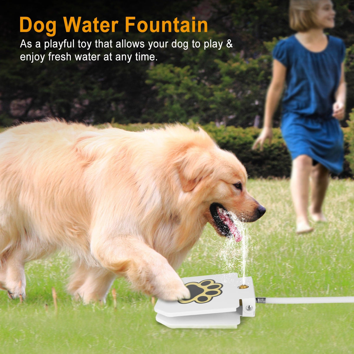 Outdoor Dog Water Fountain with Paw Pedal