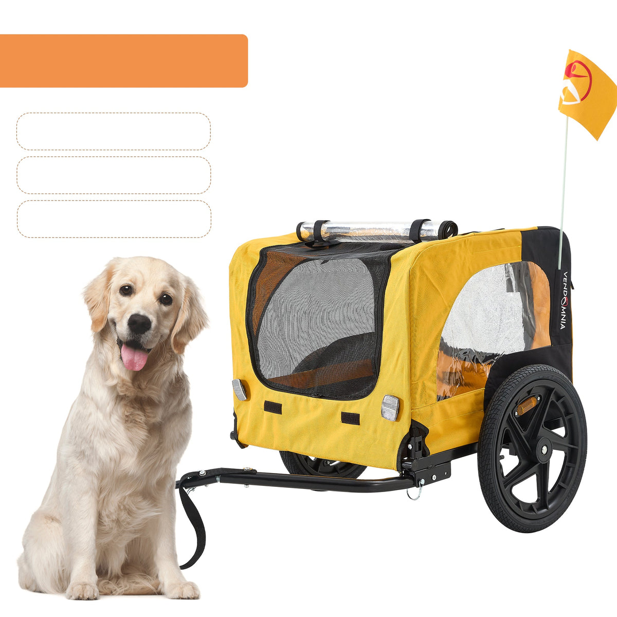 Foldable Pet Bike Trailer & Stroller, Dog Carrier
