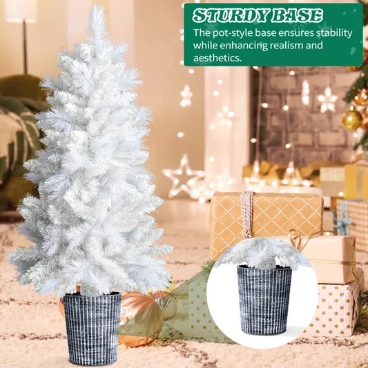 4 FT White Potted Artificial Christmas Tree