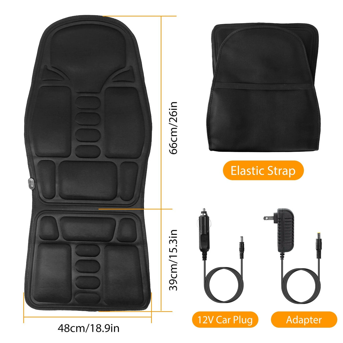 Electric Back Massager Seat Cushion with Heat, 8 Modes