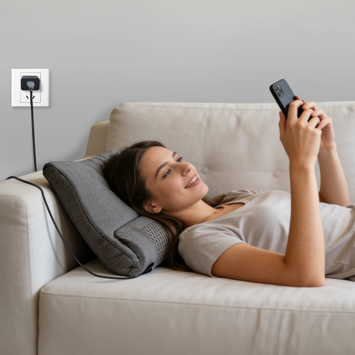 Heated Neck Massager Pillow, Vibration + Memory Foam