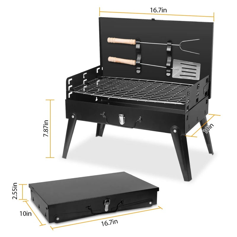 Portable Folding Charcoal BBQ Grill Suitcase for Camping