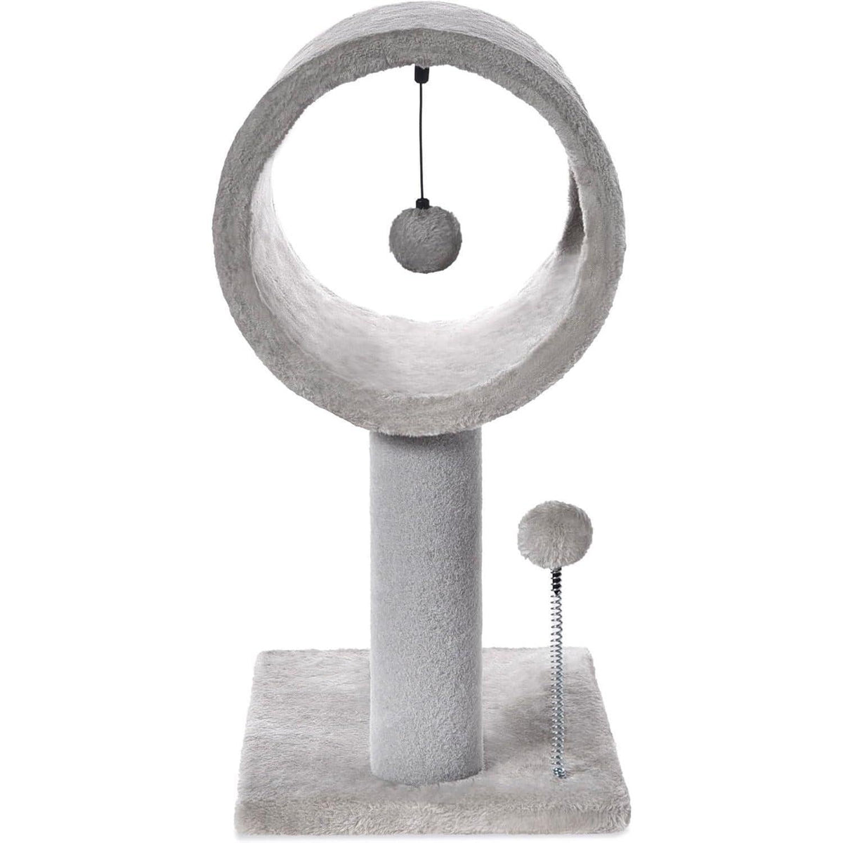 Gray Cat Tree with Tunnel, Scratching Posts & Balls