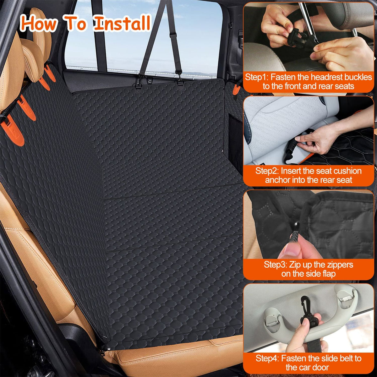 Waterproof Dog Car Seat Cover with Mesh Window