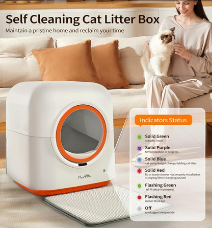 60L Smart Self-Cleaning Cat Litter Box, WiFi