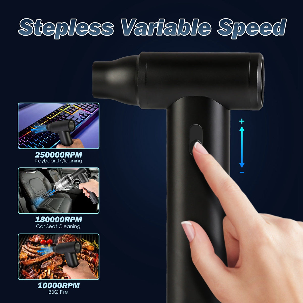 Cordless Air Duster & Vacuum, 250000 RPM