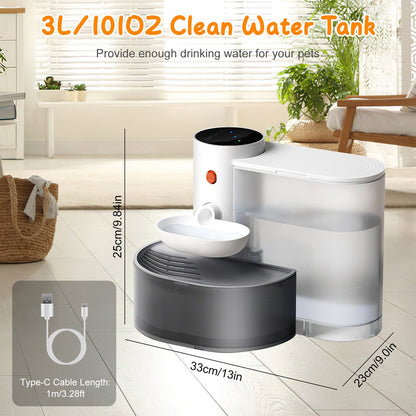 Smart Pet Water Fountain, 3L Cordless Rechargeable