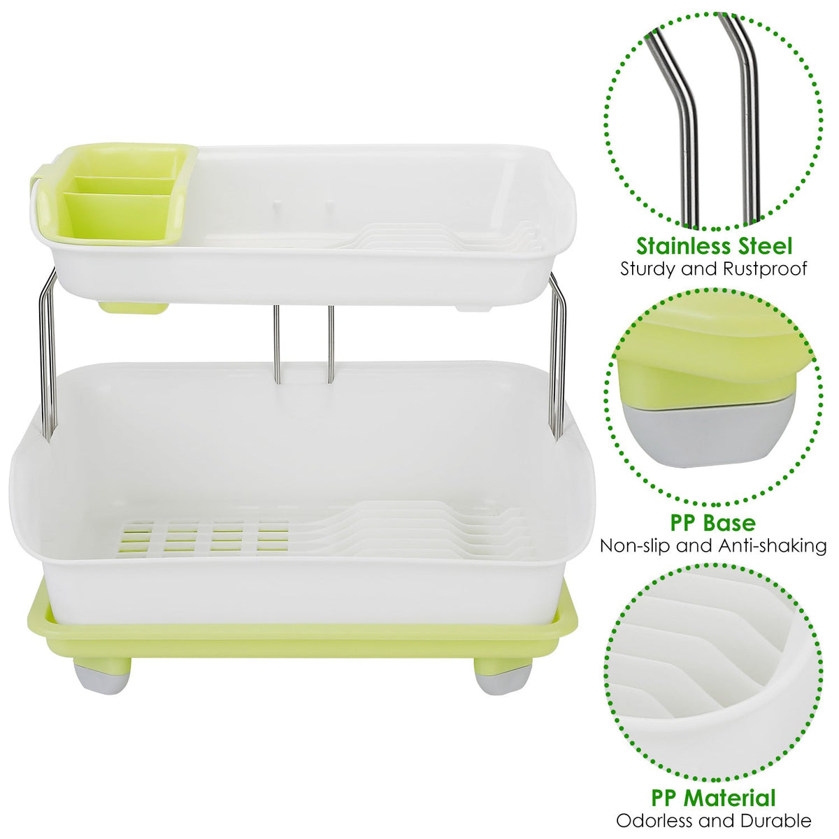 2-Tier Dish Drying Rack with Cutlery Holder