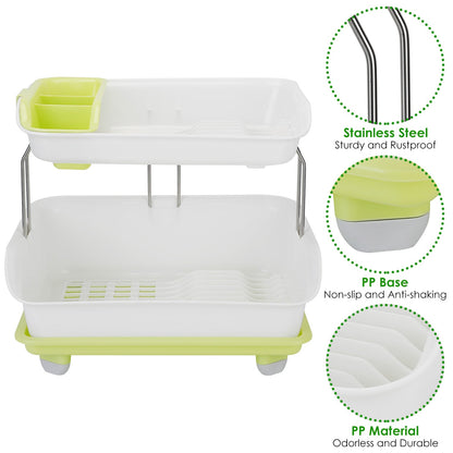 2-Tier Dish Drying Rack with Cutlery Holder