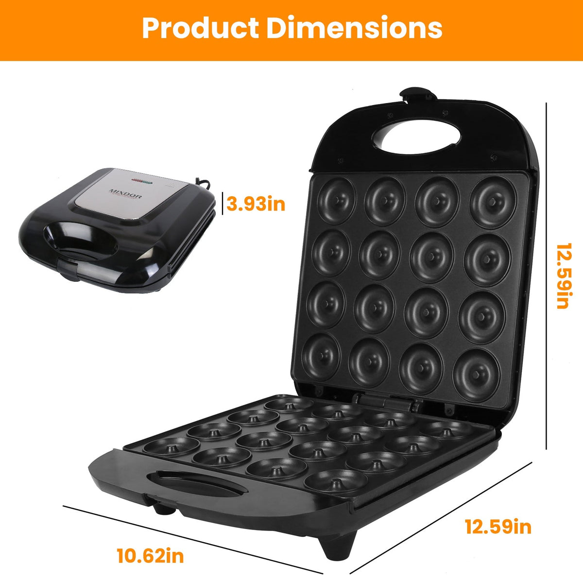 Mini Donut Maker Machine, 16-Hole Non-Stick