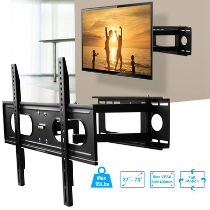 Full Motion TV Wall Mount, Fits 37-70 in, Holds 99 lbs