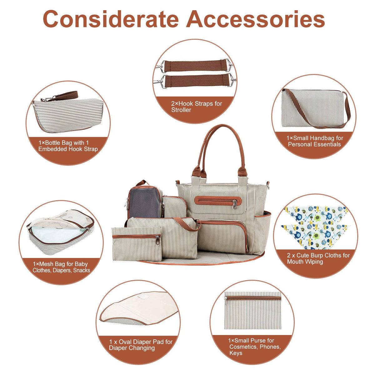 8-Piece Diaper Bag Set with Bottle & Mesh Bags