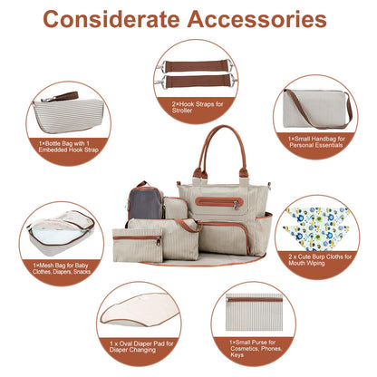 8-Piece Diaper Bag Set with Bottle & Mesh Bags