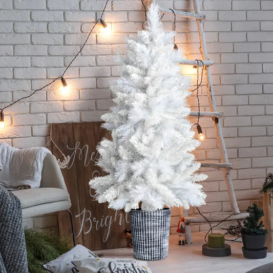 4 FT White Potted Artificial Christmas Tree