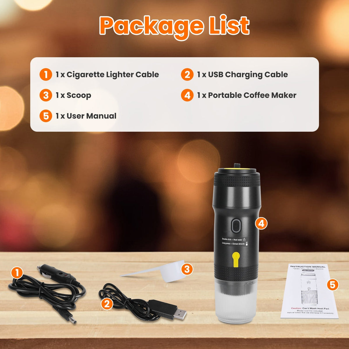 Portable Electric Espresso Machine, Cordless & Self-Heating