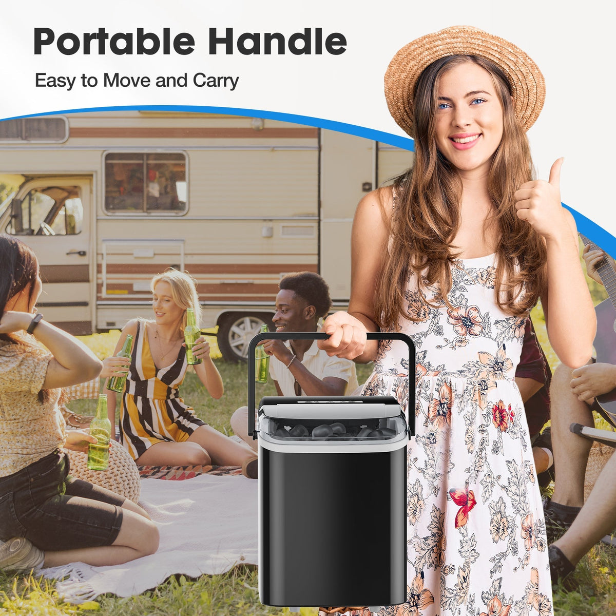 Portable Countertop Ice Maker, 2 Cube Sizes