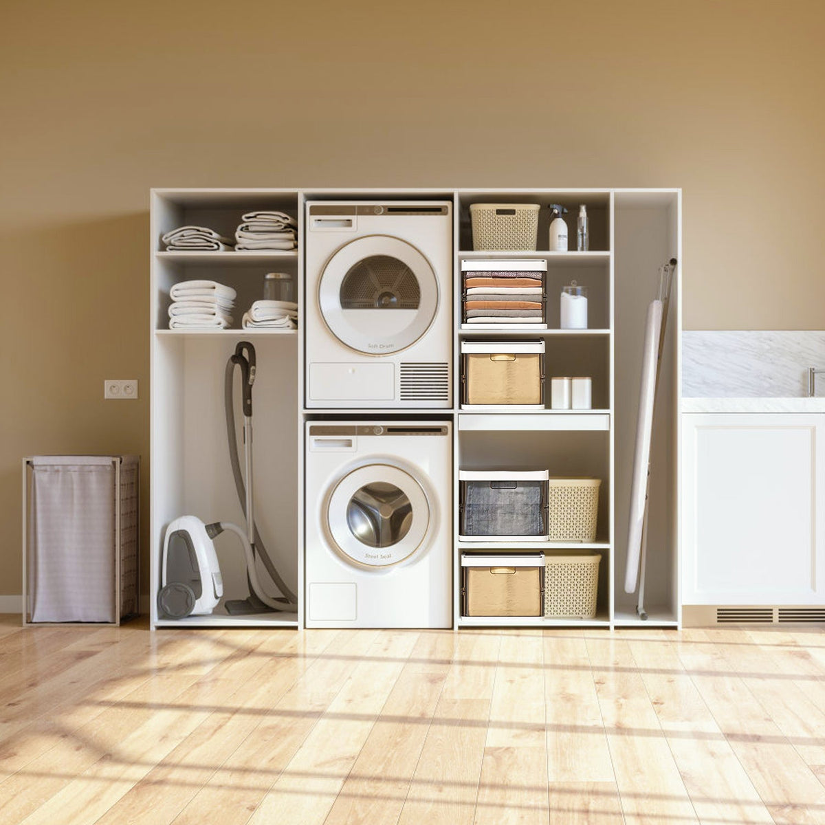 3-Pack Foldable Storage Bins with Lid & Divider