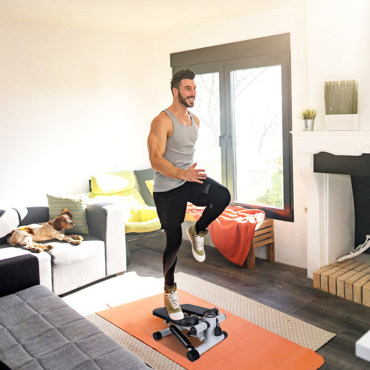 Mini Stepper with Resistance Bands & LCD Monitor