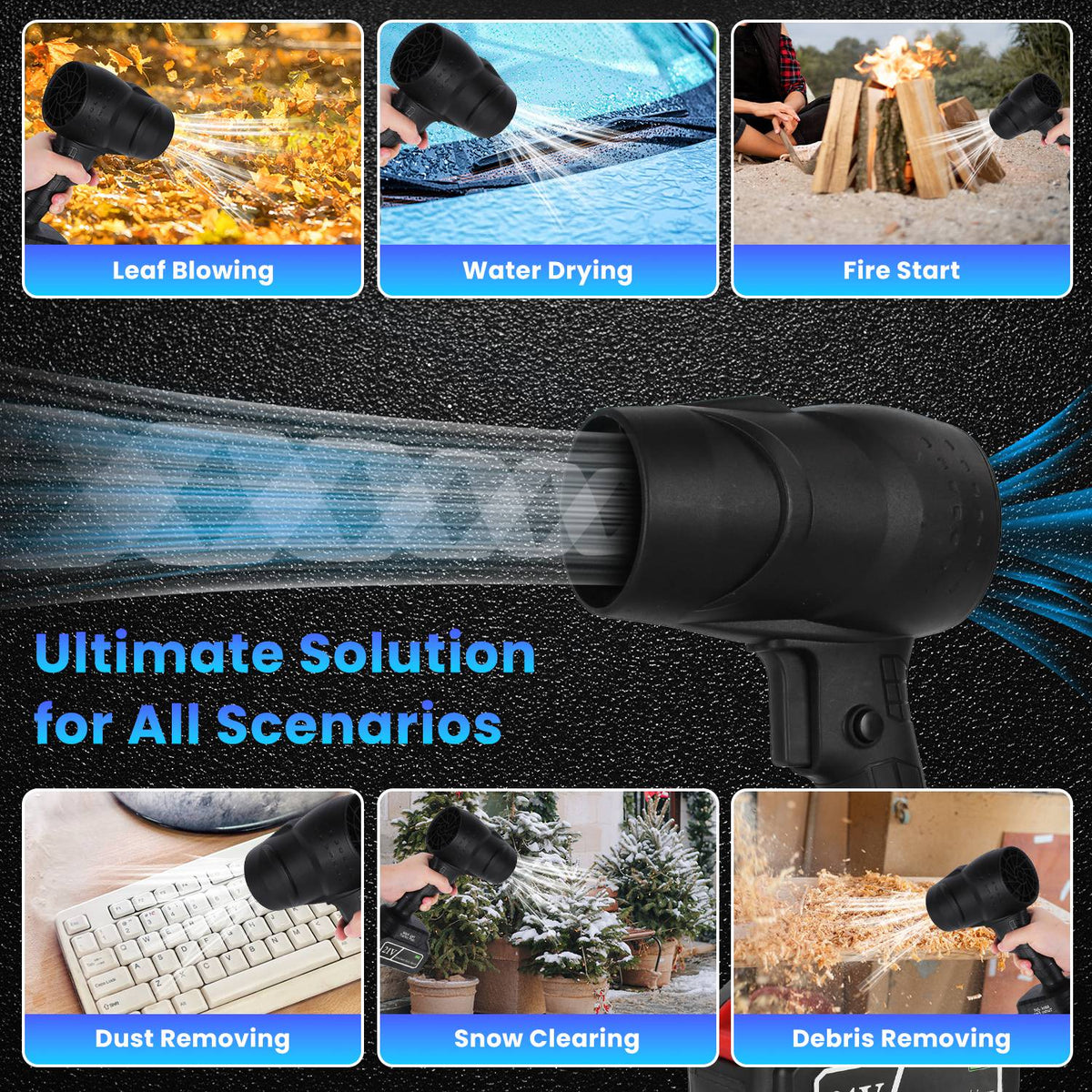 Mini Cordless Leaf Blower, 130000RPM with 2 Batteries