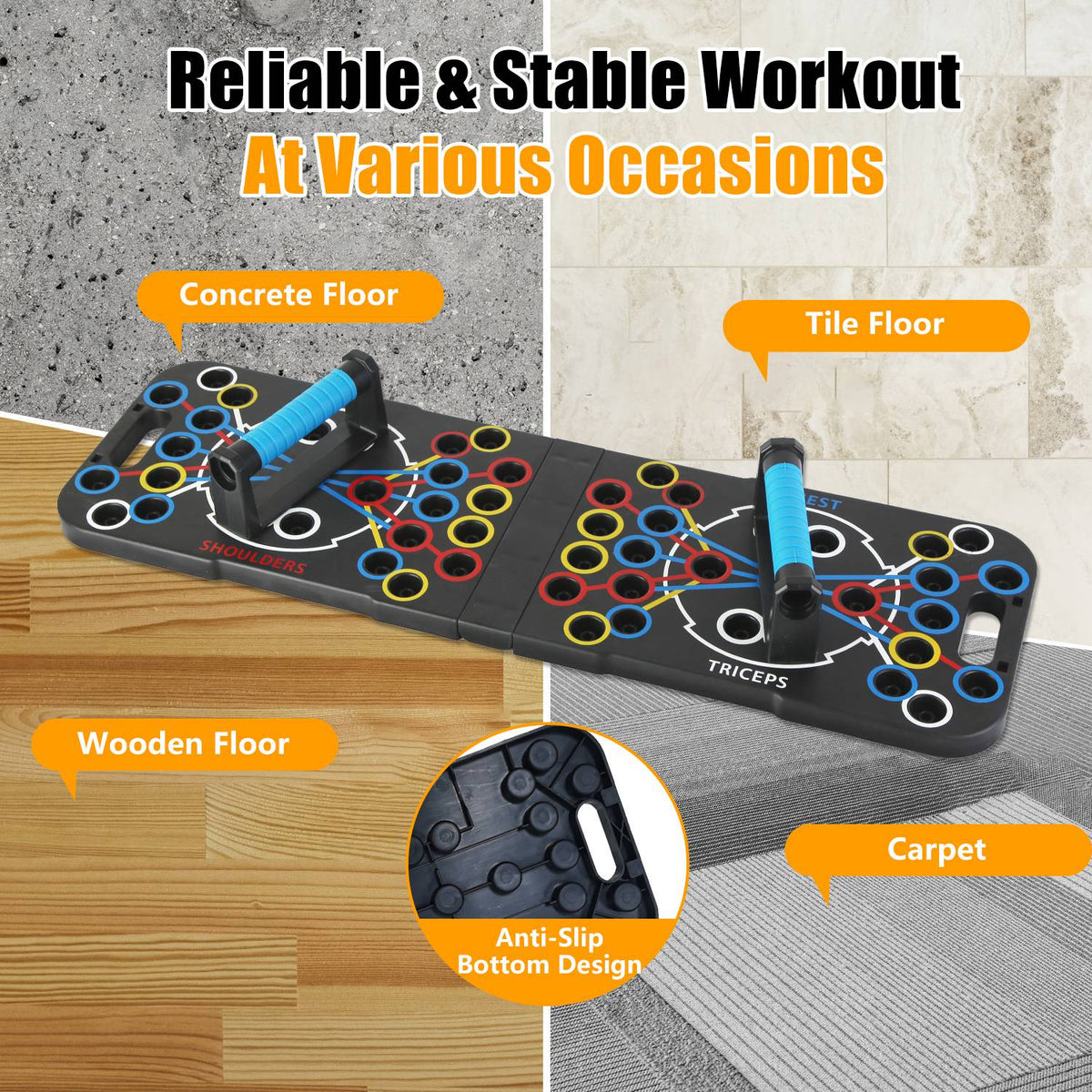 Push Up Board Home Gym Set with 15 Accessories