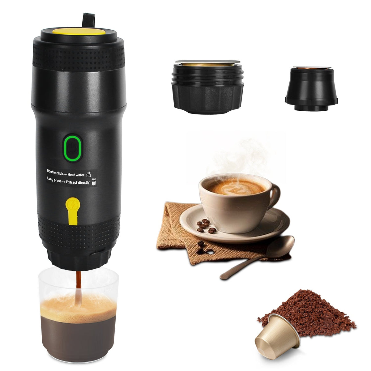 Portable Electric Espresso Machine, Cordless & Self-Heating
