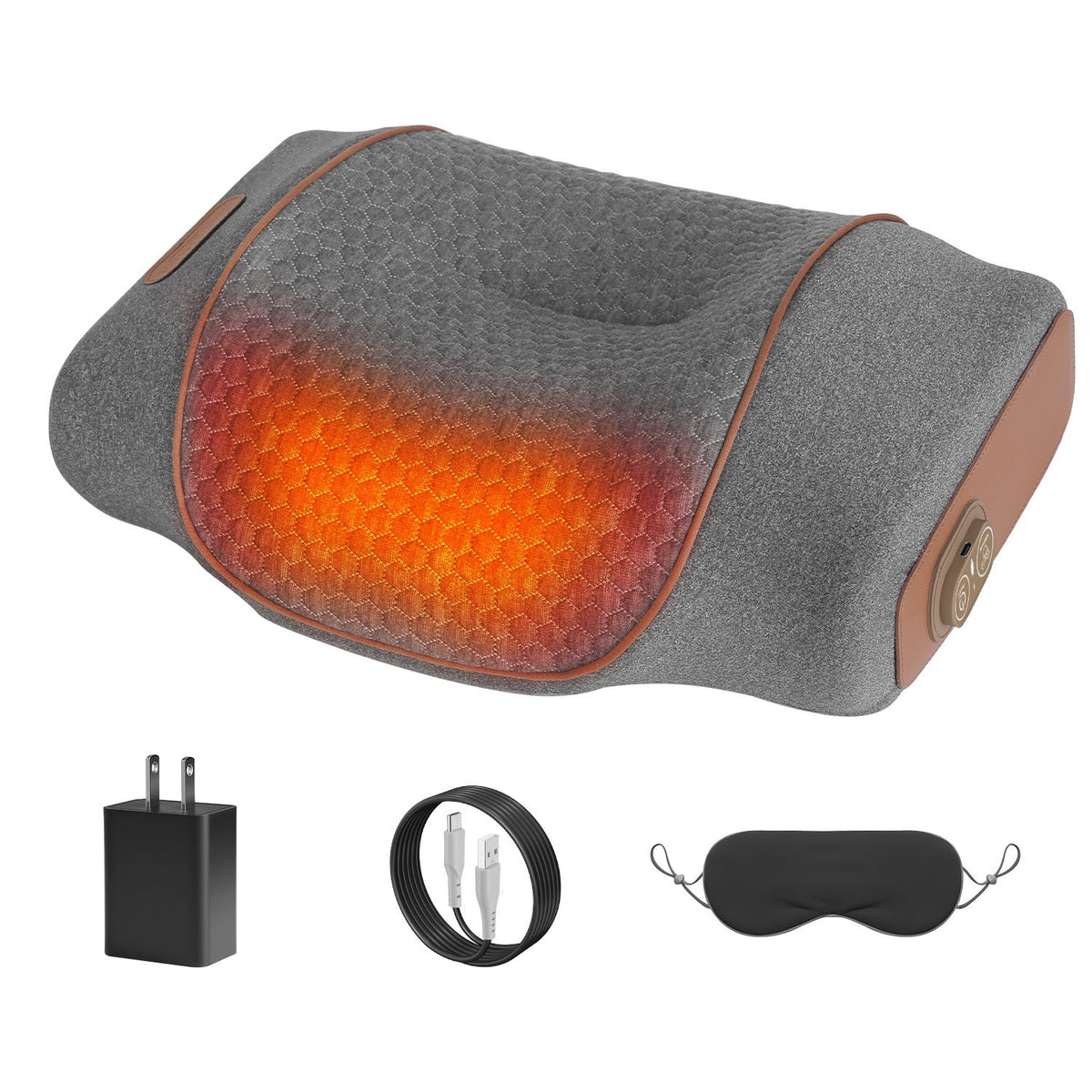 3-in-1 Heated Neck Massager Pillow, Vibration + Air Compression
