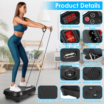 Vibration Plate Exercise Machine with Bands