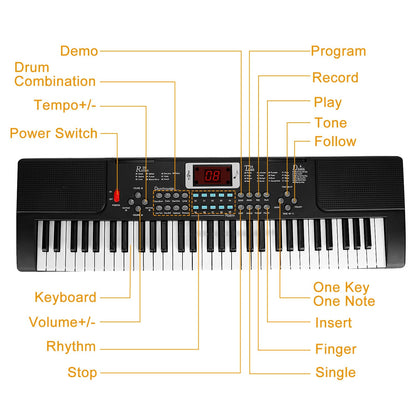 61-Key Electronic Keyboard with Stand & Microphone