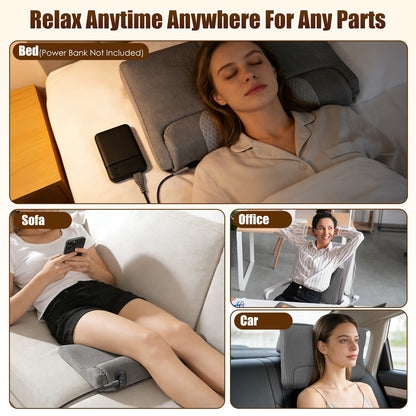 Heated Neck Massager Pillow, Vibration + Memory Foam
