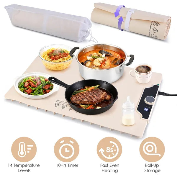 Electric Food Warming Mat, 14 Temp Levels, 10Hr Timer