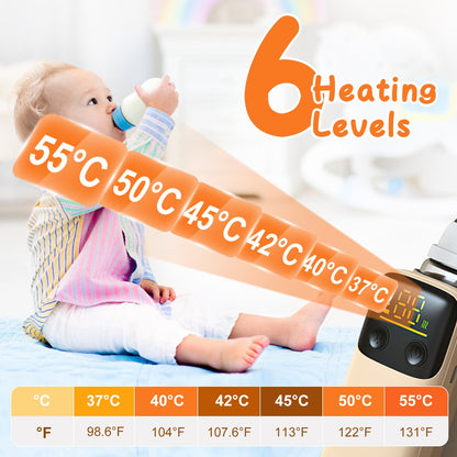 Portable Bottle Warmer with Night Light, 6 Heat Levels