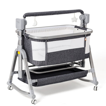 Electric Rocking Baby Bassinet with Bedside Sleeper
