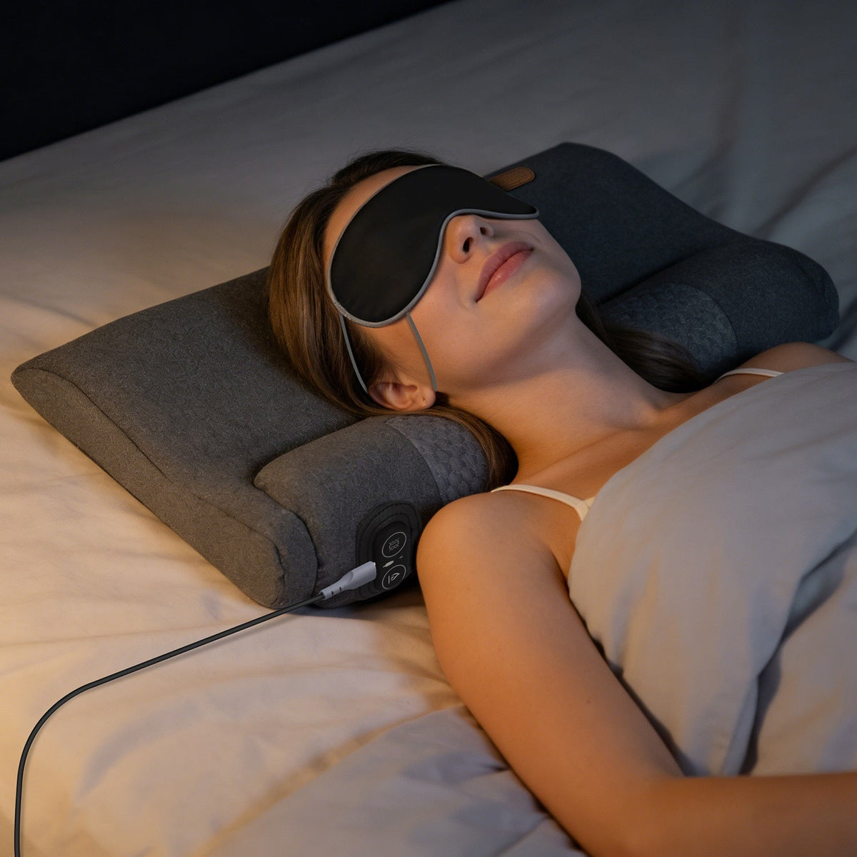 Heated Neck Massager Pillow, Vibration + Memory Foam