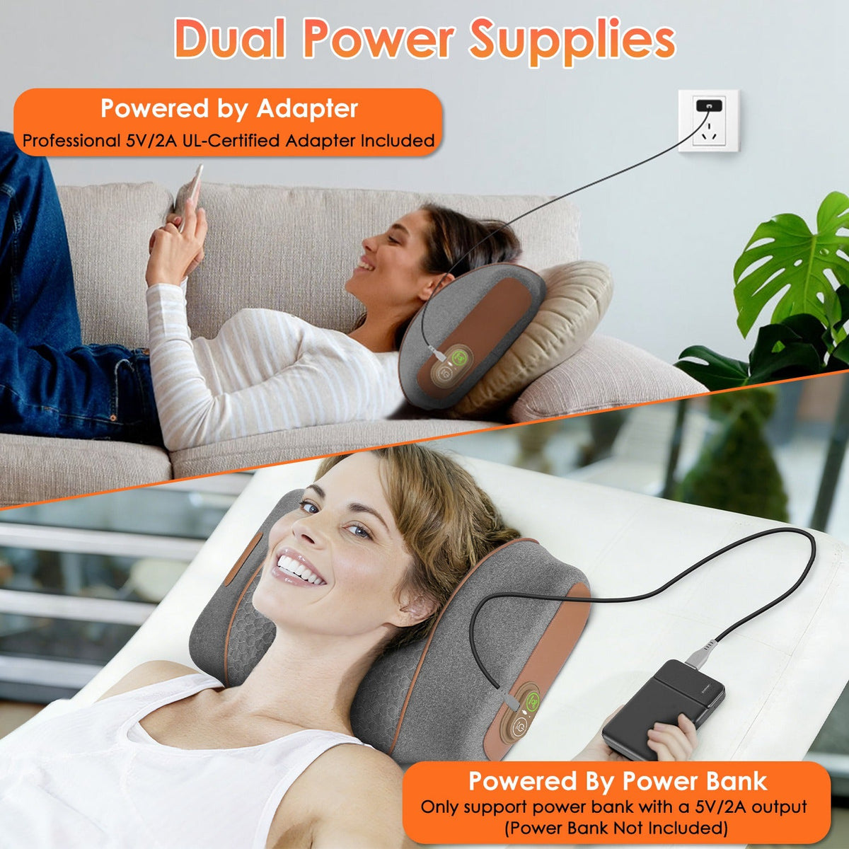 3-in-1 Heated Neck Massager Pillow, Vibration + Air Compression